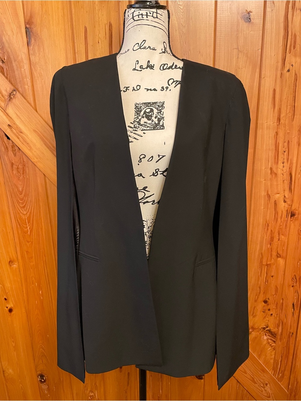 Black Open Front Women's Cape Blazer Jacket